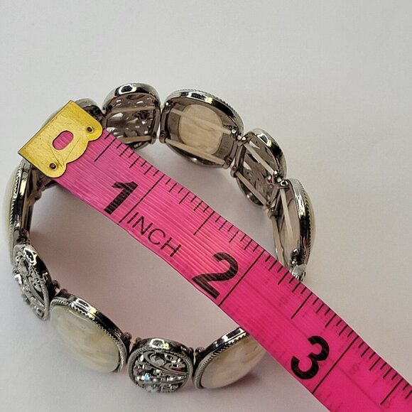 Pearl white hued Iridiscent Stretch Fashion Bracelet Casual Wrap Bracelet - Picture 6 of 7